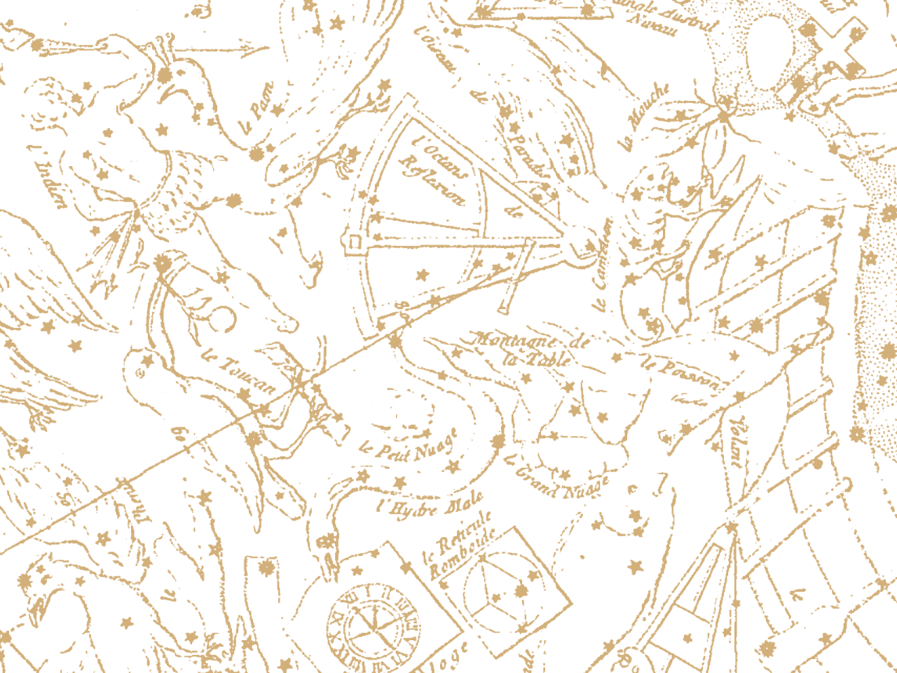 Lacaille’s 1756 engraving of constellations around the south celestial pole, including Octans and its octant.